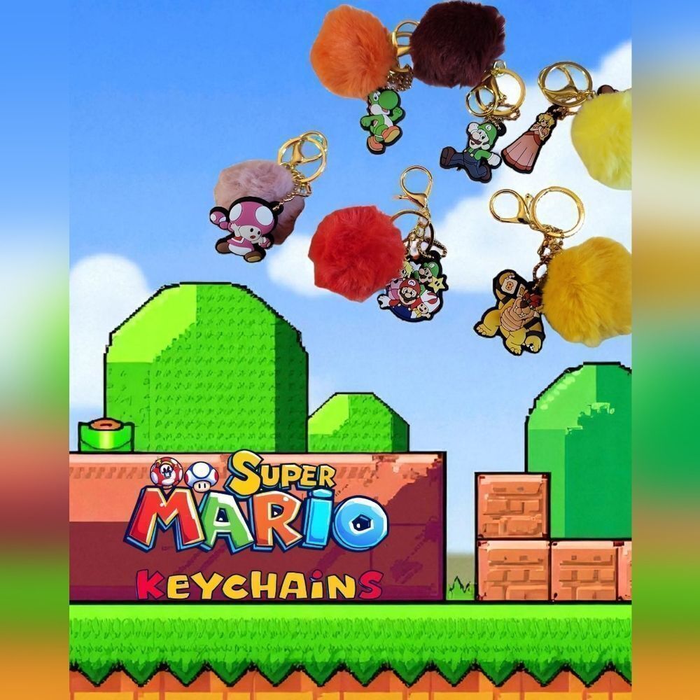 Super Mario Keychains with Pom Poms